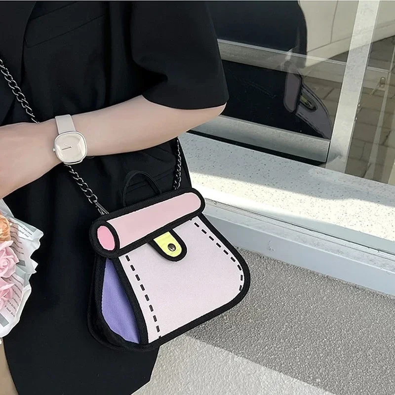 Anime Cartoon Cartoon Girl Heart Cute Cake Bag 2024 New Chain Color Contrast One Shoulder Crossbody Bag Girl Shoulder Bags