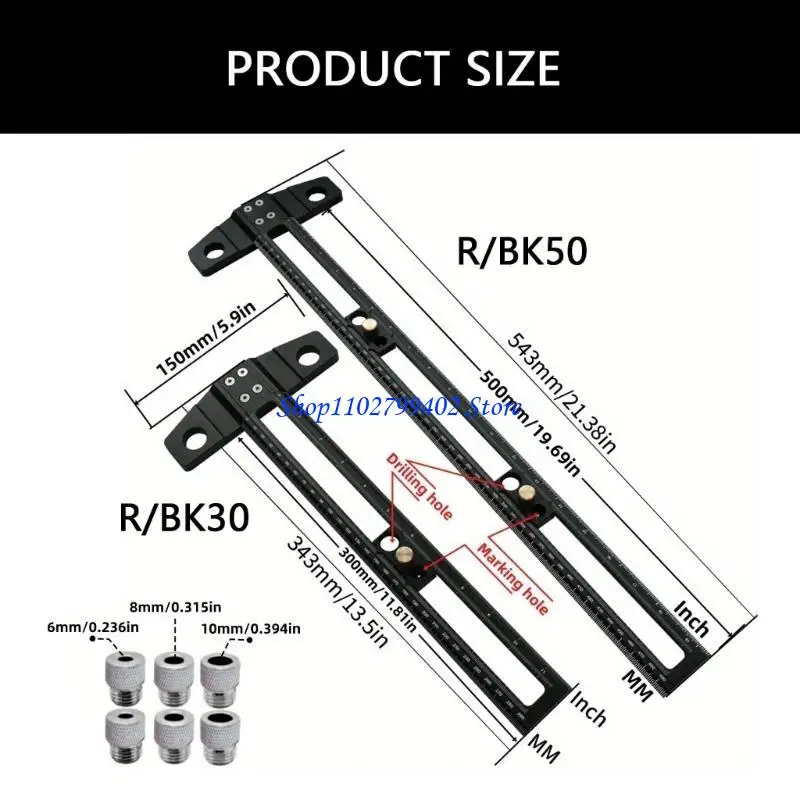 مسطرة T مربعة مطلية باللون الأسود أو الأحمر 547F لتحديد المواقع مسطرة للتخطيطات الدقيقة في مشاريع البناء والحرف #6