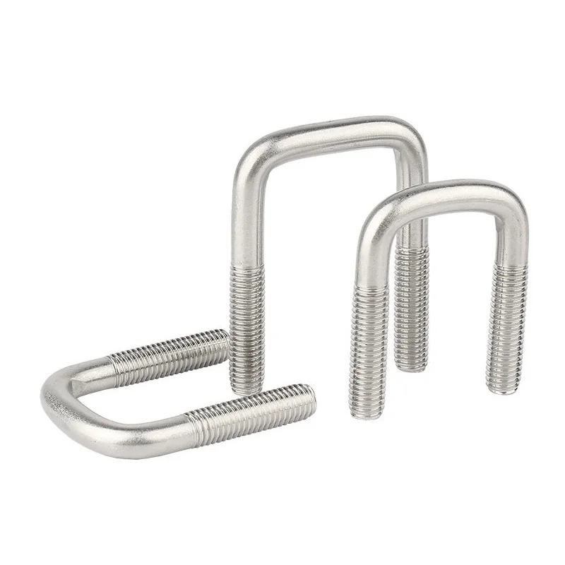 304 Stainless Steel Square Clamp M6 M8 M10 U Bolt Right Angle U Screw U-Clamp U-Shaped Screw Fixing Clamp Bolt Length 50~200mm