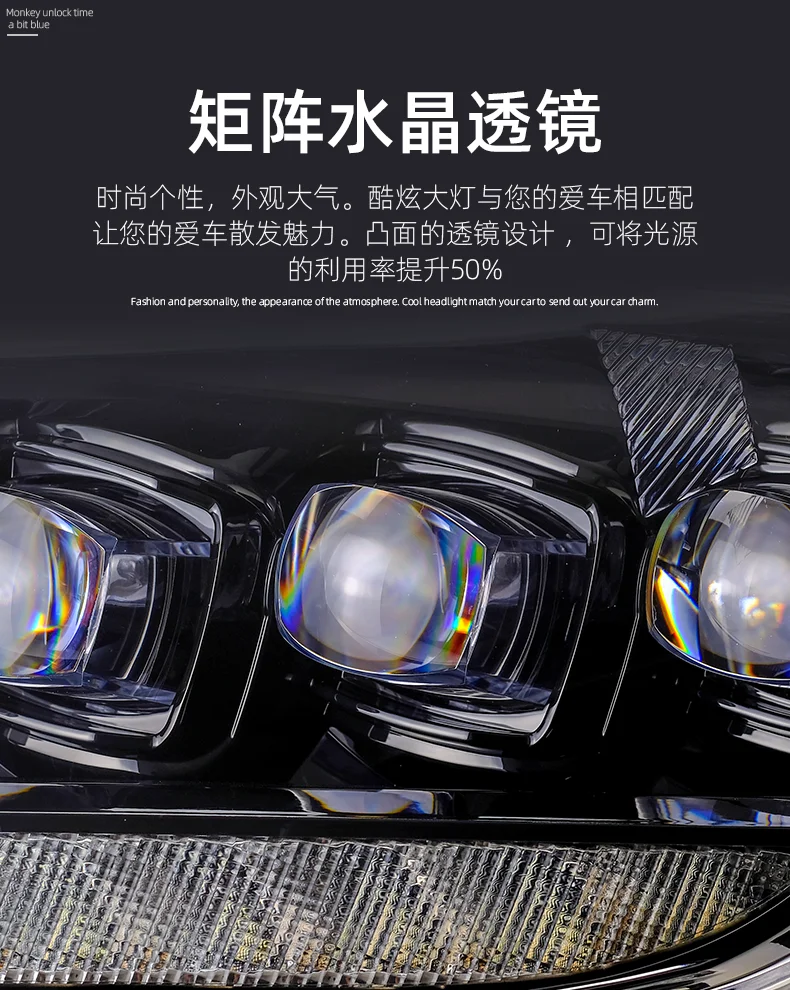 1set Car Bumper Headlamp Cruiser LC150 2700 Prado Headlight 2014~2017y ALL IN LED DRL Car Accessories Head Light Prado Fog Light