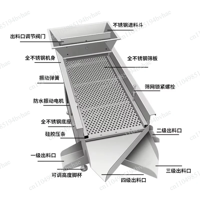 Industrial Stainless Steel Linear Vibrating Screen, Small Sifter for Lobster, Corn, Soybean, Sand, Grain & Tea