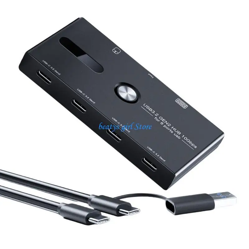 

C7AB USB C Multiport Adapter 10Gbps 4xTypeC and 2xUSB for Tablet, Laptop