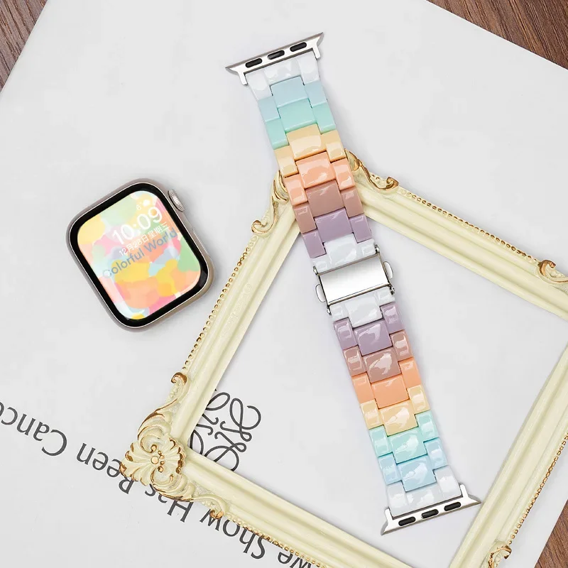 سوار ساعة كاندي رينبو متوافق مع سوار Apple Watch Series 10/9/8/7 SE 4/5/38/44/40/45/46 ملم iWatch Ultra البديل