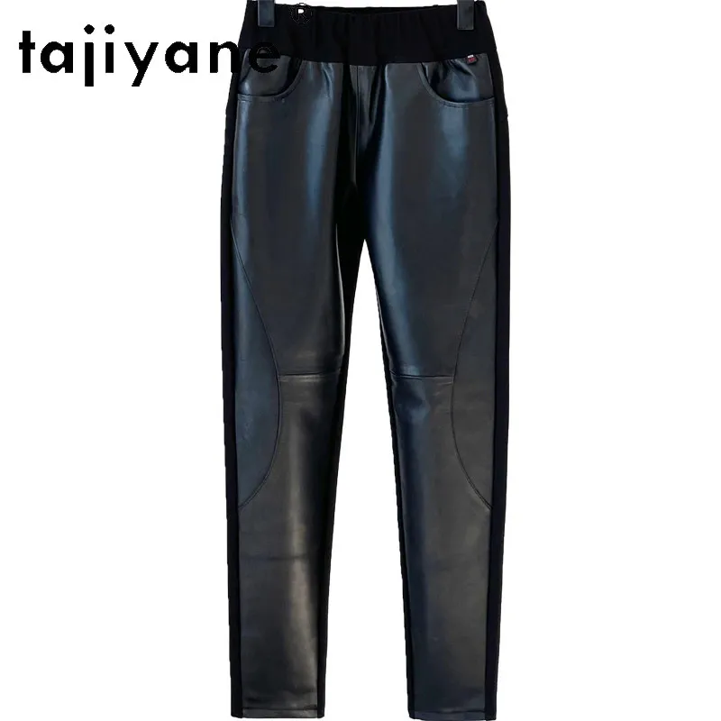 TAJIYANE Real Sheepskin Leather Pants Women Pencil Pants Elastic Slimming Trousers Black Pants for Woman Clothing Pantalon Femme