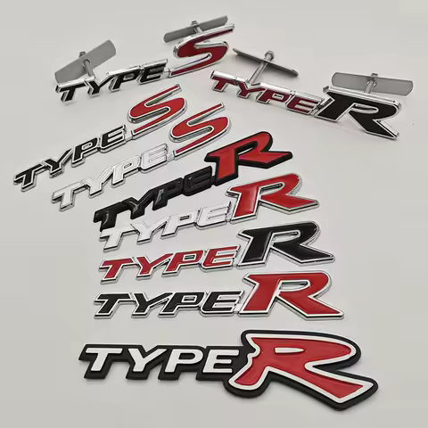3D Metal Type R S Logo Front Grill Badge Rear Trunk Emblem Sticker Decals For Honda Civic TYPER CRV Accord Fit Car Accessories