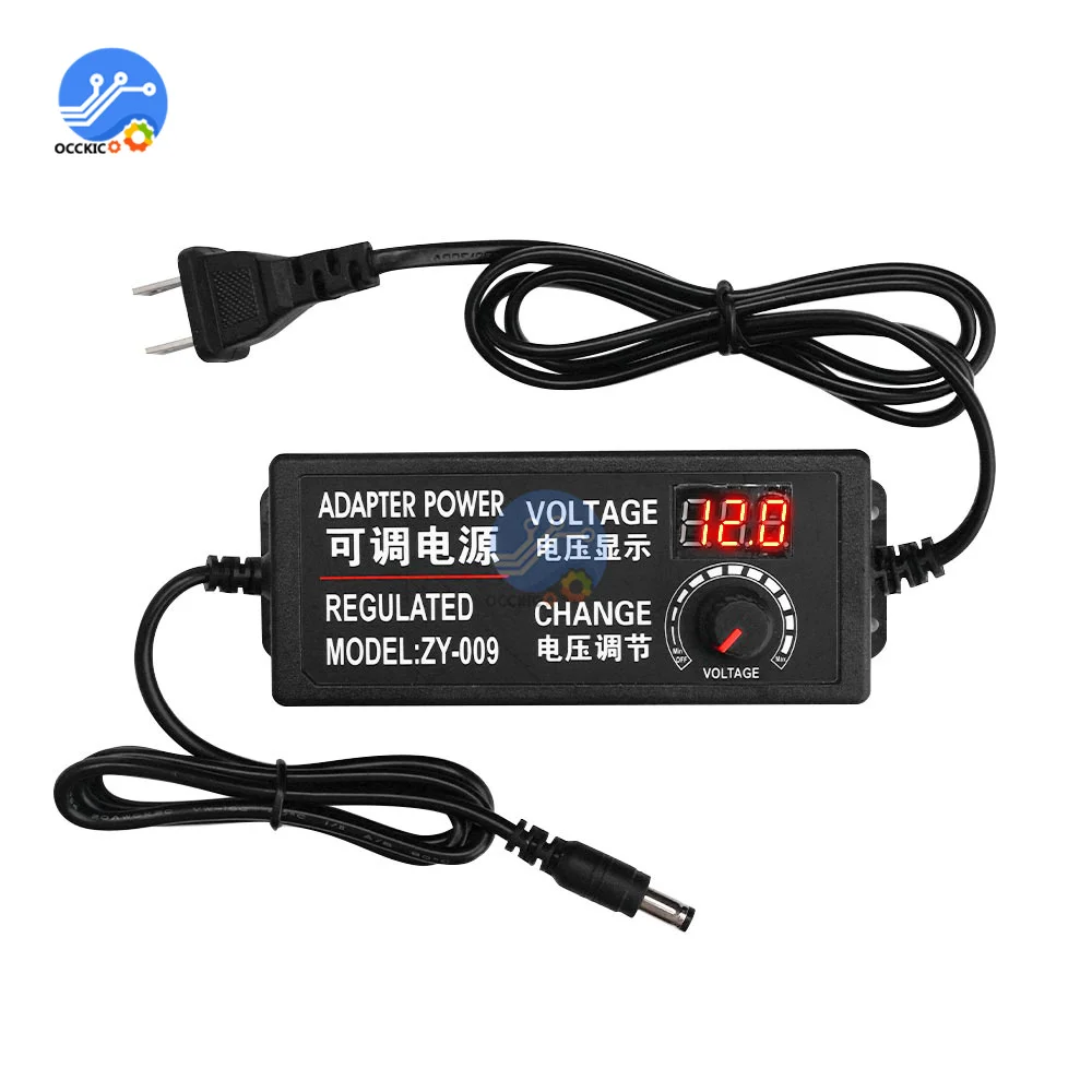 DC 3-24V Adjustable Voltage DC Power Adapter Stepless Speed Regulation Dimming 3-12V 9-24V 2A 3A 5A with Display Screen