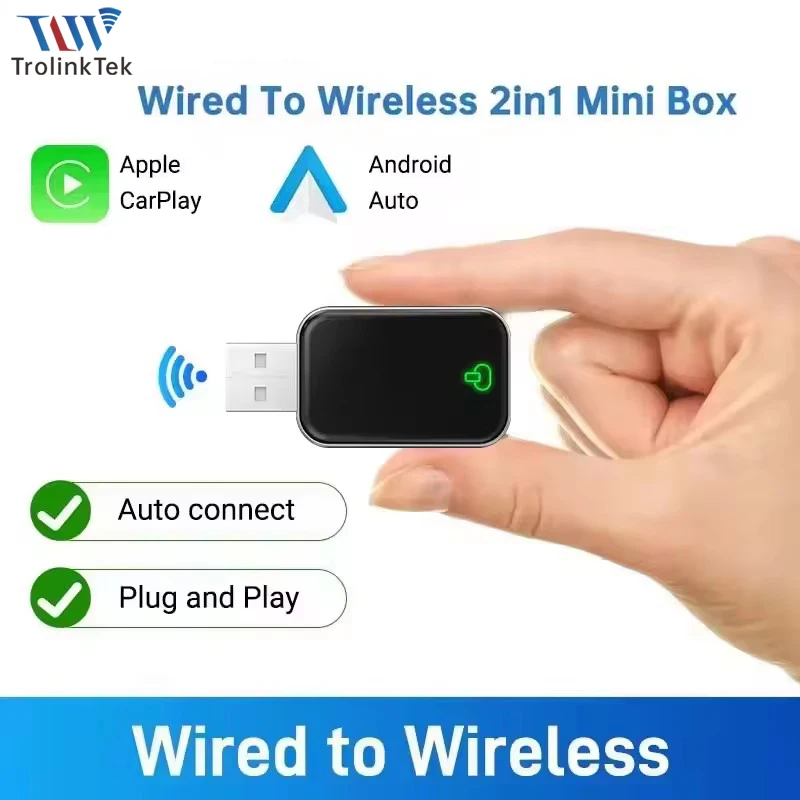 

2в1 беспроводной адаптер Carplay и Android автоматический адаптер BT 5,4 WIFI6 Smart Mini Box для 98% проводов автомобилей Plug Play беспроводной Carplay Dongle