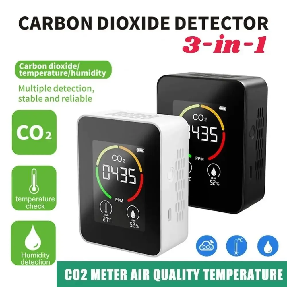 

3 in 1 Air Quality Detector LCD Display 400-5000PPM Carbon Dioxide Detector Real-Time Monitoring Smart Air Quality Monitor