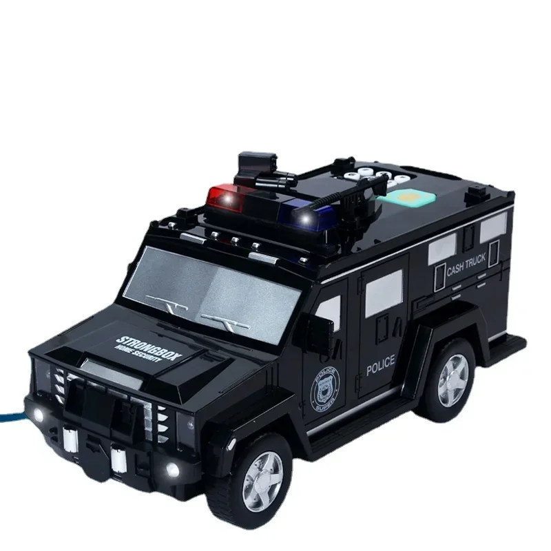 

# Hot Cash Machine Piggy Bank Smart Music Password Banknote Car Coin Bank Figurine Toy Pretend Play Saving Money Box Kids Police