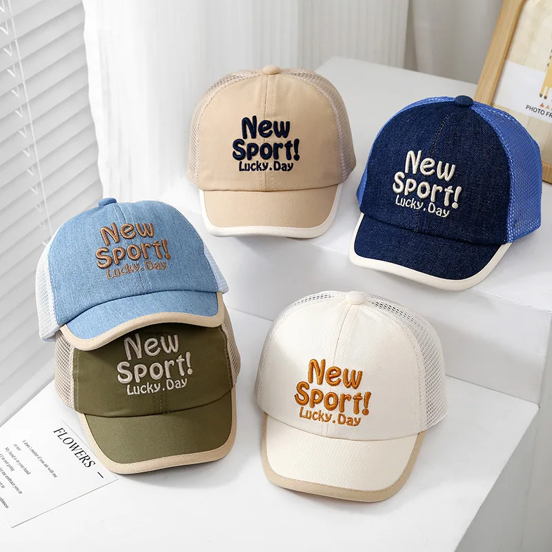

Летняя сетчатая бейсболка для детей, уличная солнцезащитная кепка с утиным языком, детская сетчатая дышащая шляпа от солнца для детей 1–3 лет, фуражки с надписью