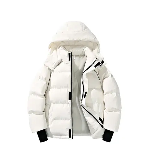 Winter Männer Unten Mantel Verdicken Einfache Feste Farbe Männliche Jacke Stehkragen Lange Sleeve Zipper Vielseitig Mann Mit Kapuze Oberbekleidung