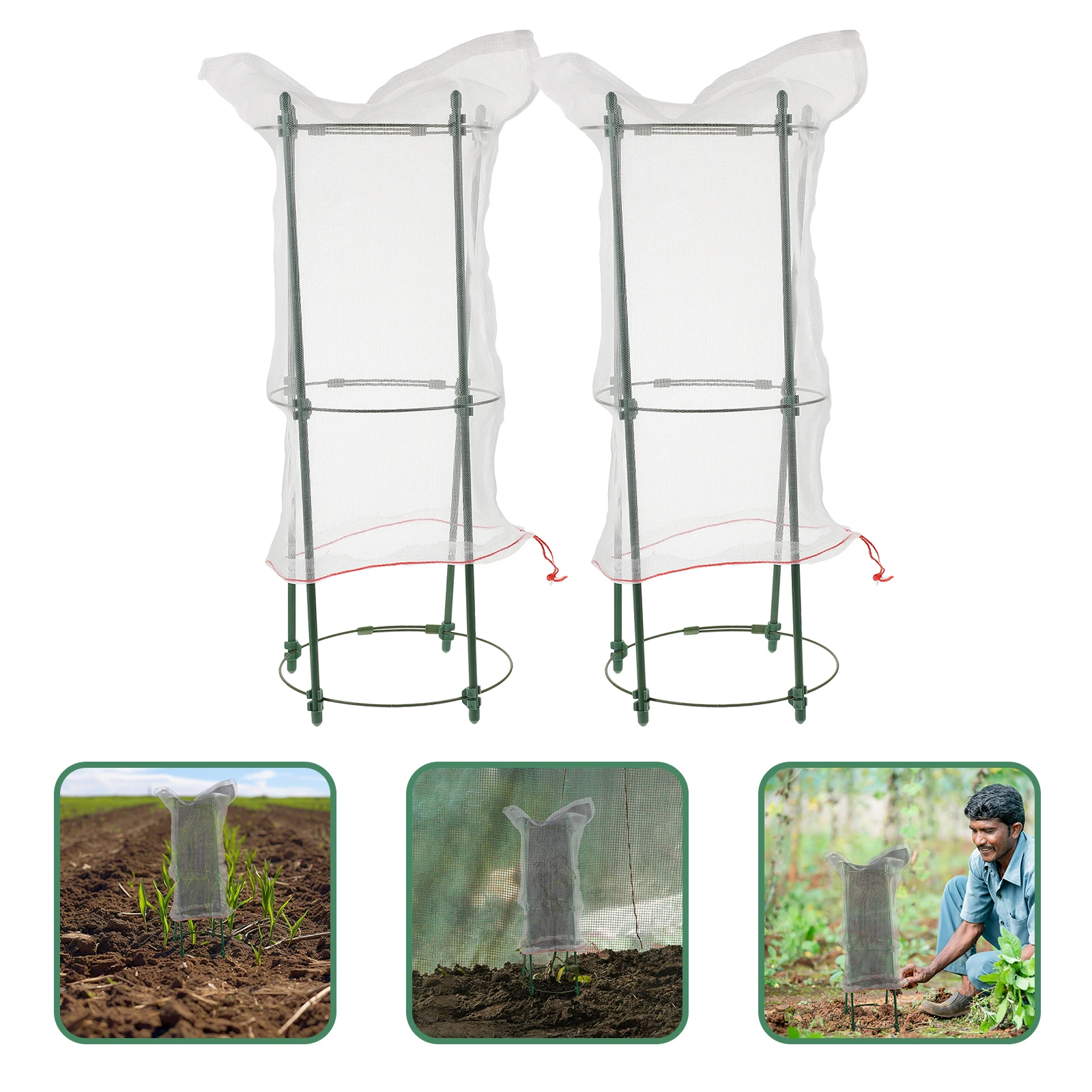 

2 Sets Tree Seedling Protectors Durable Plant Cages for Garden Small Pot Climbing Bracket Vegetable Trellis Supports