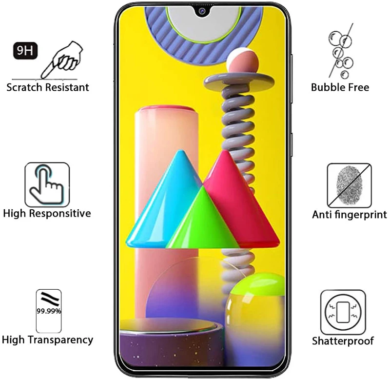 5Pcs Tempered Glass For Samsung M34 M52 M53 M54 M62 5G Screen Protector
