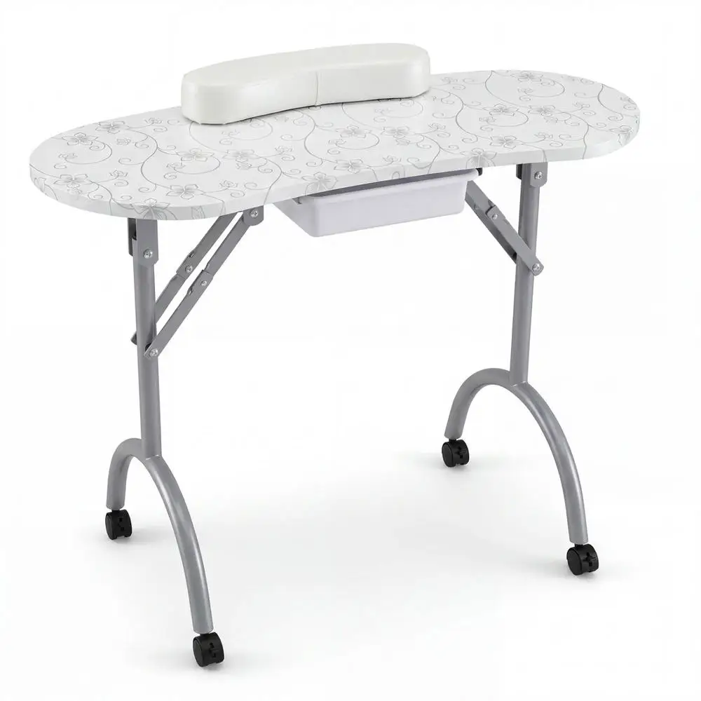 Manicure Nail Table Portable Station Desk Spa Beauty Salon Equipment 2 Color-White