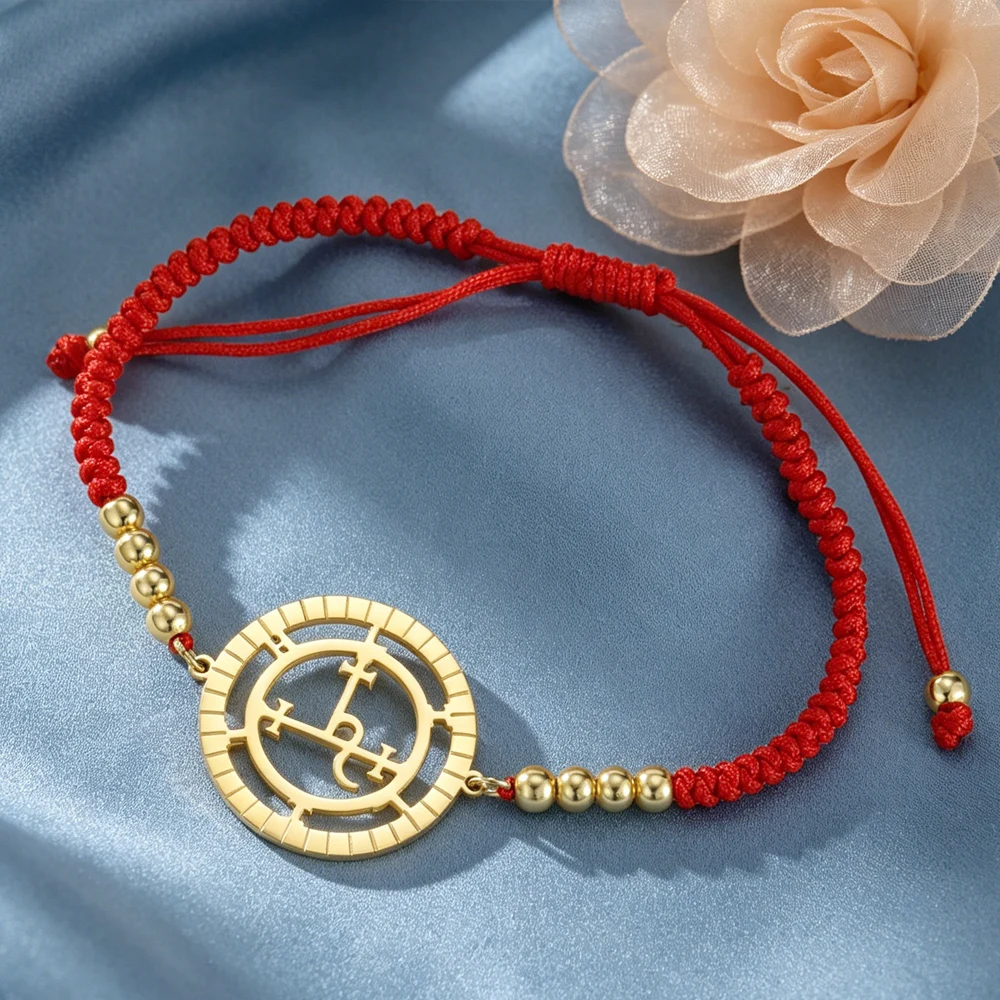 1pc Sigil of Lilith Bracelet Adjustable Braided Rope Chain Lilith Moon Goddess Mythology Amulet Stainless Steel Jewelry
