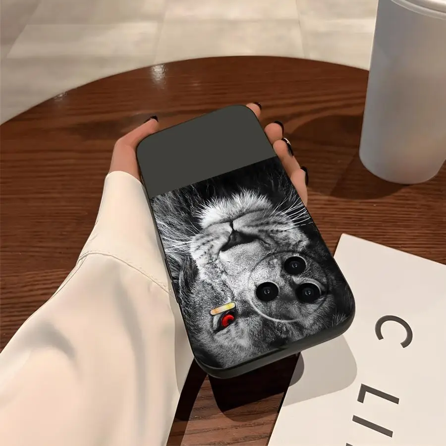 Custodia per Xiaomi Redmi 13C A1 A2 Plus A5 A3 9 10 A4 12C 14C K40 K80 Pro Custodia morbida nera per telefono Leone