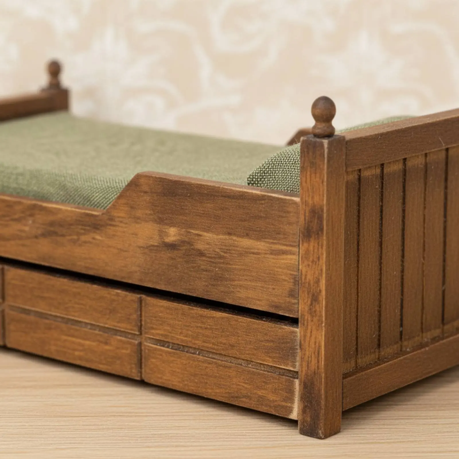 

1:12 Scale Wooden Bed Handmade Dollhouse Bed with Drawer Vintage Design for Hobbyists