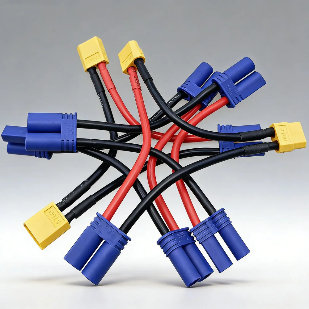 12AWG EC5 Battery Series Connection 1male 2female EC5 to XT60 Serial Connection Cable 1female 2male RC Battery Lipo Connector