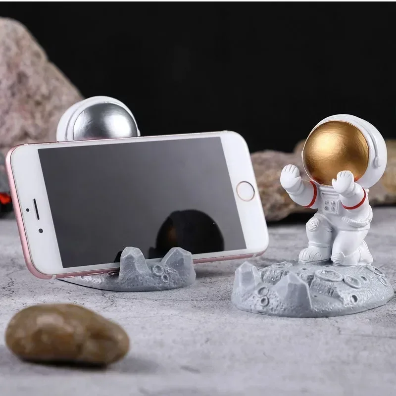 Nordic Astronaut Phone Stand Holder - Resin Spaceman Desk Decor for Office Home, Cute Mobile Holder with Non-Slip Base, image 4
