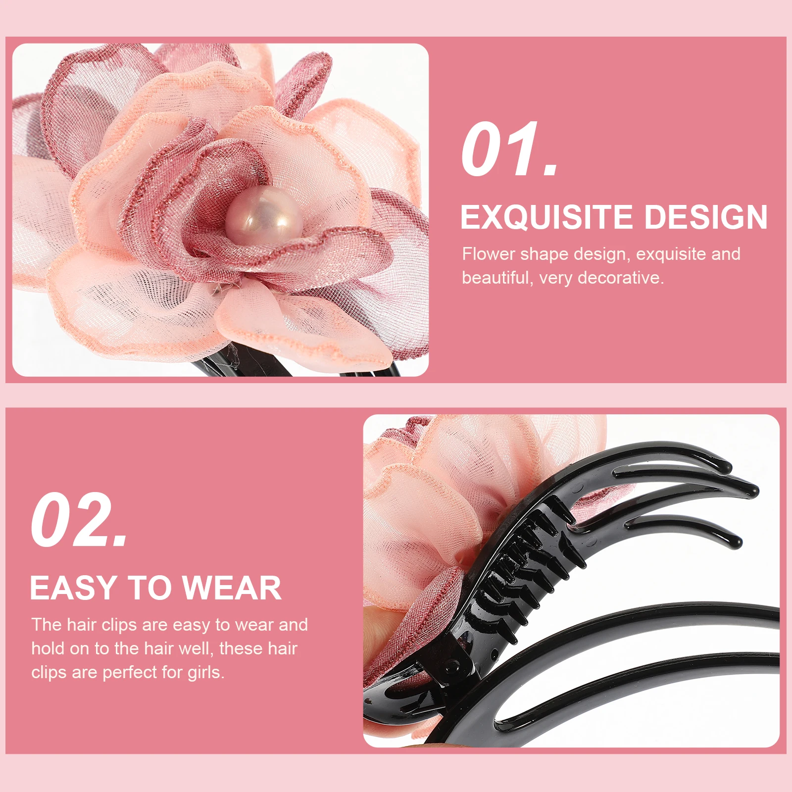 

Silk Yarn Flower Clip Duck Bill Clip Thick Thin Styling Accessories Reusable Elegant Ponytail Barrette All Occasions Decorative