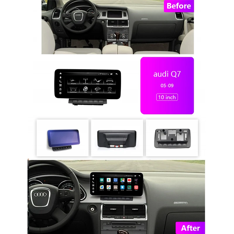 GEHANG 12.3”128G Car Radio Auto Palyer Air Purification Multimedia for Audi Q7 2005 2006 2007 2008 2009 2010-2015  Android 11