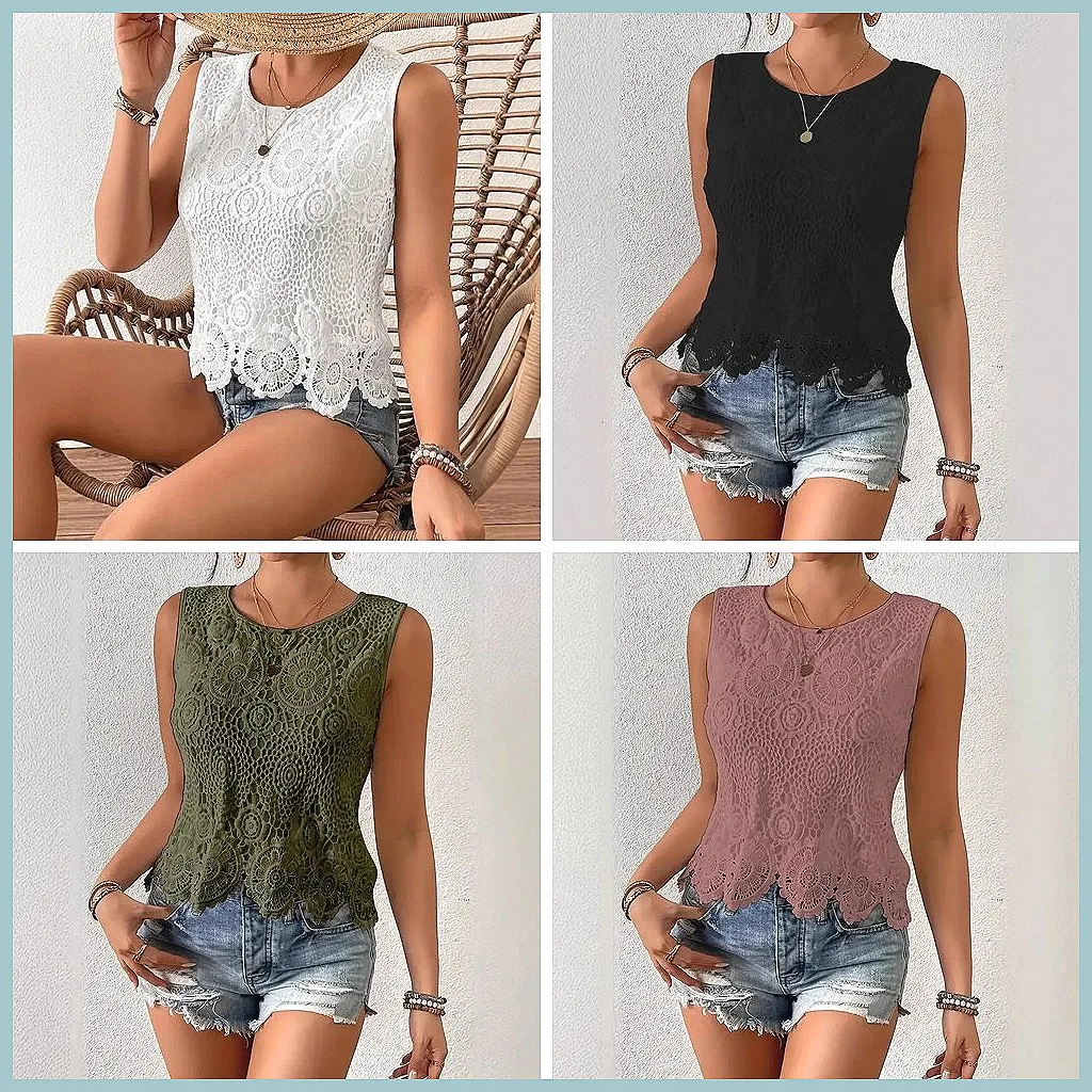 2026 Fashion Lace Sling Vest for Women, Elegant Sleeveless Top for Party & Office Casual Wear