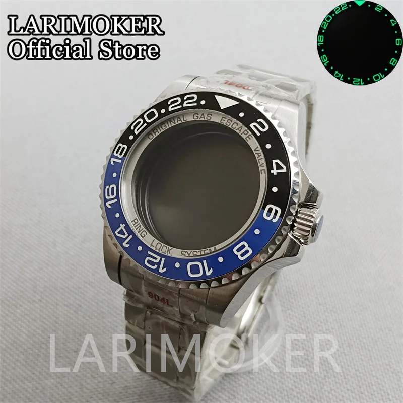 LARIMOKER-Boîtier de montre en verre saphir, compatible avec NH34 NH35 NH39 ETA2824 PT5000 ST2130 MIYOTA8gem 821A 8205 DG MINGZHU Band, 43mm