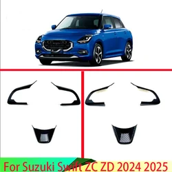 For Suzuki Swift ZC ZD 2024 2025 Car Accessories ABS Chrome Steering Wheel Panel Cover Bezel Trim Insert Badge Molding Garnish