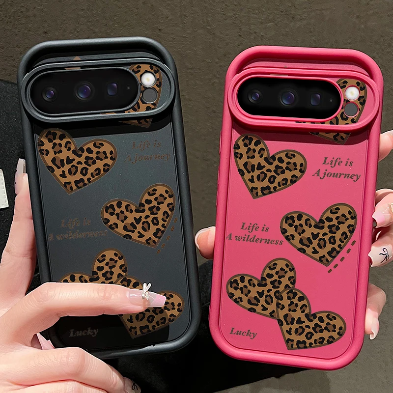 ليوبارد الحب القلب قضية الهاتف لجوجل بكسل 10 8 برو 9A 8A 10 9 برو XL 7A للصدمات لينة غطاء سيليكون ل بكسل 7 8 9 برو