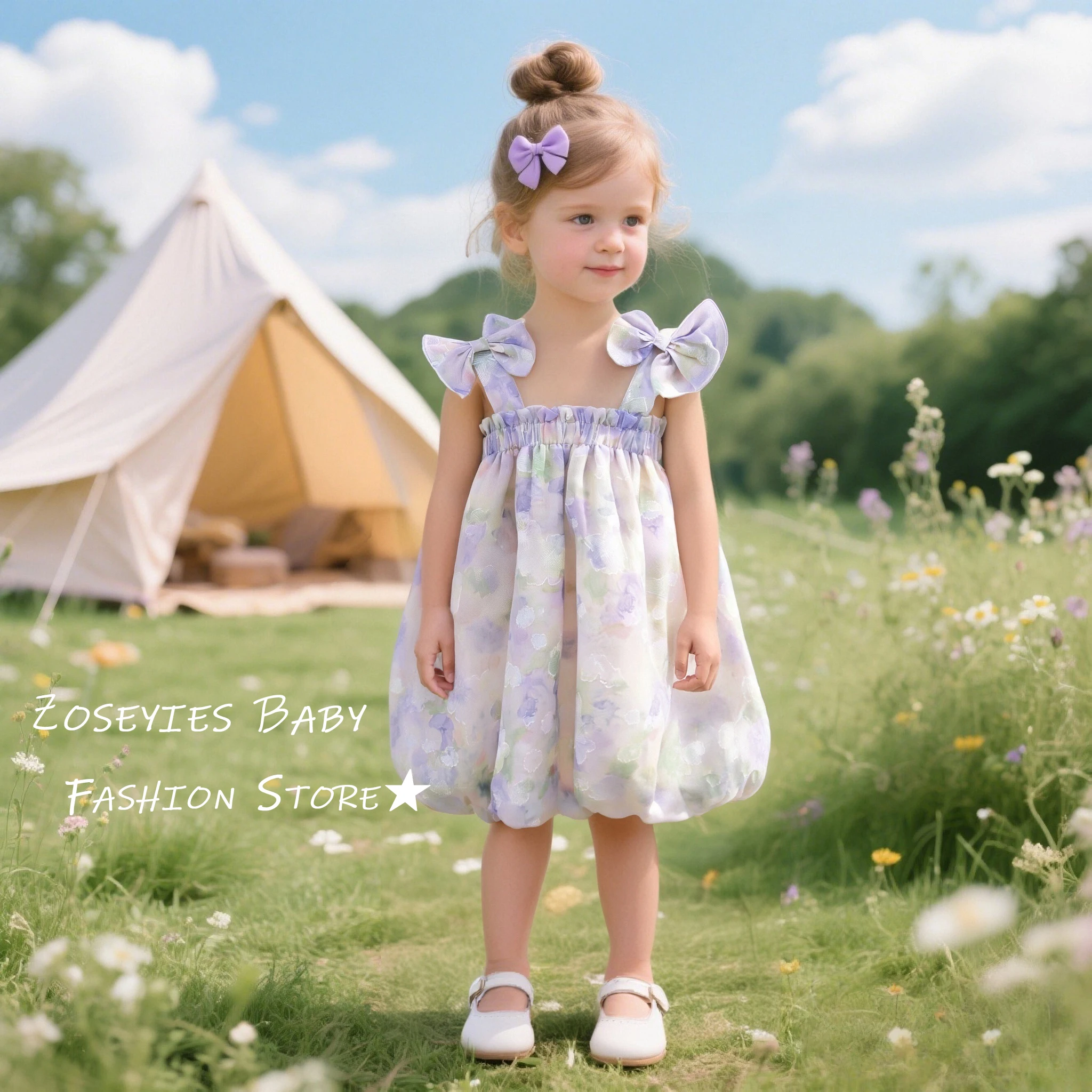 Baby Mädchen Kleid Sommer Voller Druck Blume Baumwolle Baby Mädchen Kleid Nette Schleife Baby Prinzessin Kleid Baby Mädchen Kleidung