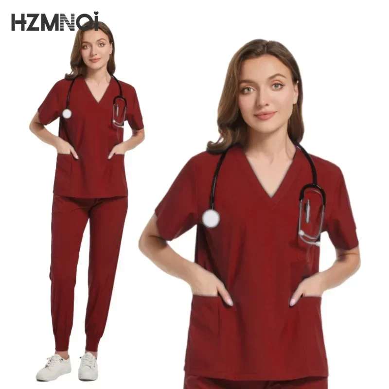 Surgical Uniforms Woman Nursing Enfermeria Sets Top + Pant Articles Medical Uniform Scrubs Clinical Beauty Salon hospital Suits