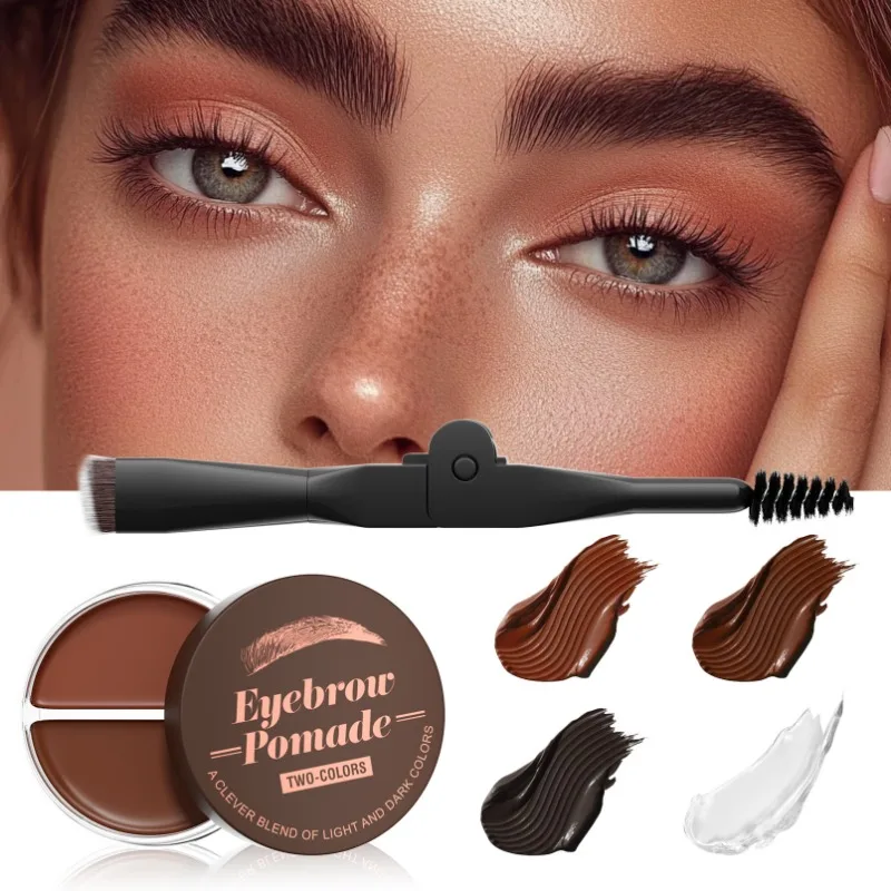 Krem do brwi Hello Kiss Two-Color 2w1 Naturalny Wodoodporny Odporny na pot Długotrwały Wosk do stylizacji brwi w stylu wild