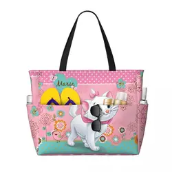 Borsa Tote da spiaggia personalizzata per gatti Marie The Aristocats borse da viaggio da spiaggia per palestra con ampio scomparto