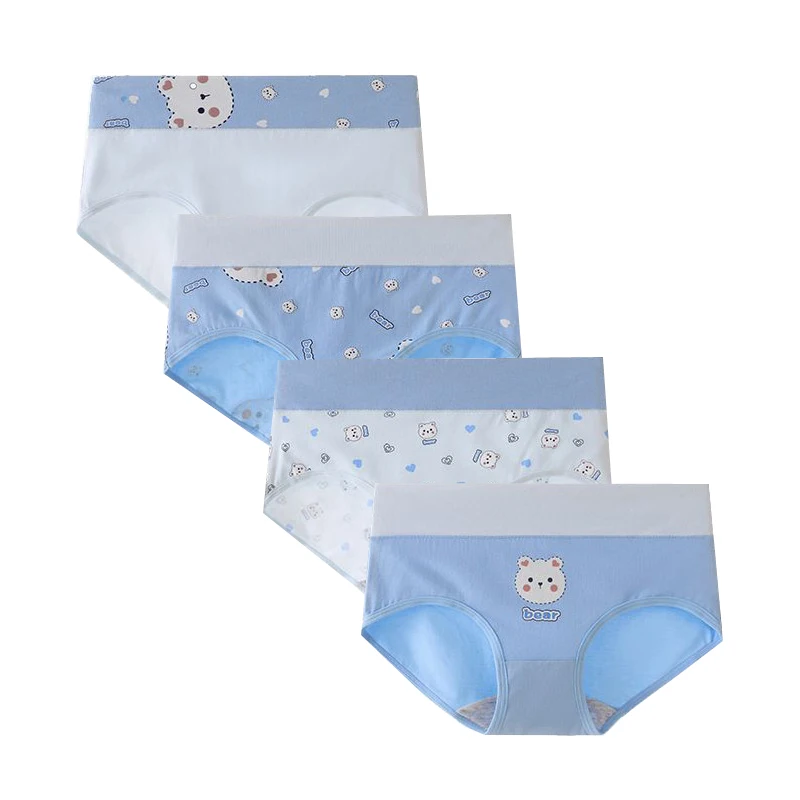 Bragas de cintura alta para mujer, ropa interior de algodón sin costuras, transpirable, con estampado, conjunto de 4 unids/set, talla grande 5XL