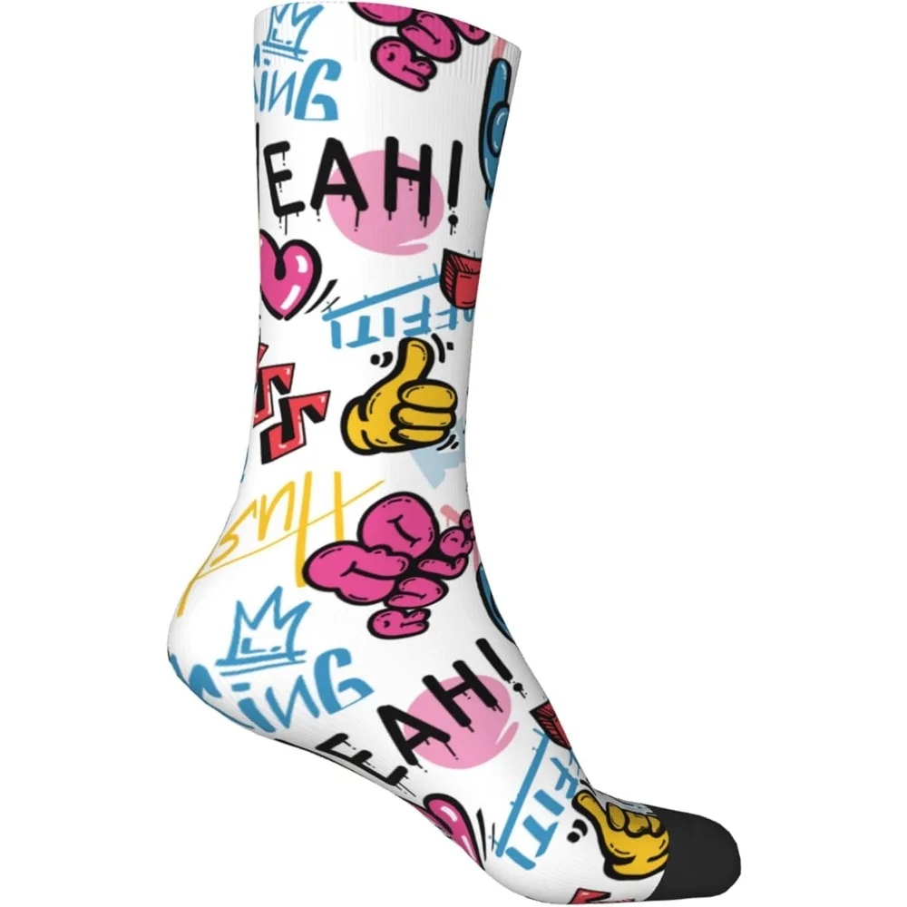 

Яркие носки в стиле граффити, красочные «YEAH!» & Thumbs - Up Design, мягкие модные носки для повседневного ношения