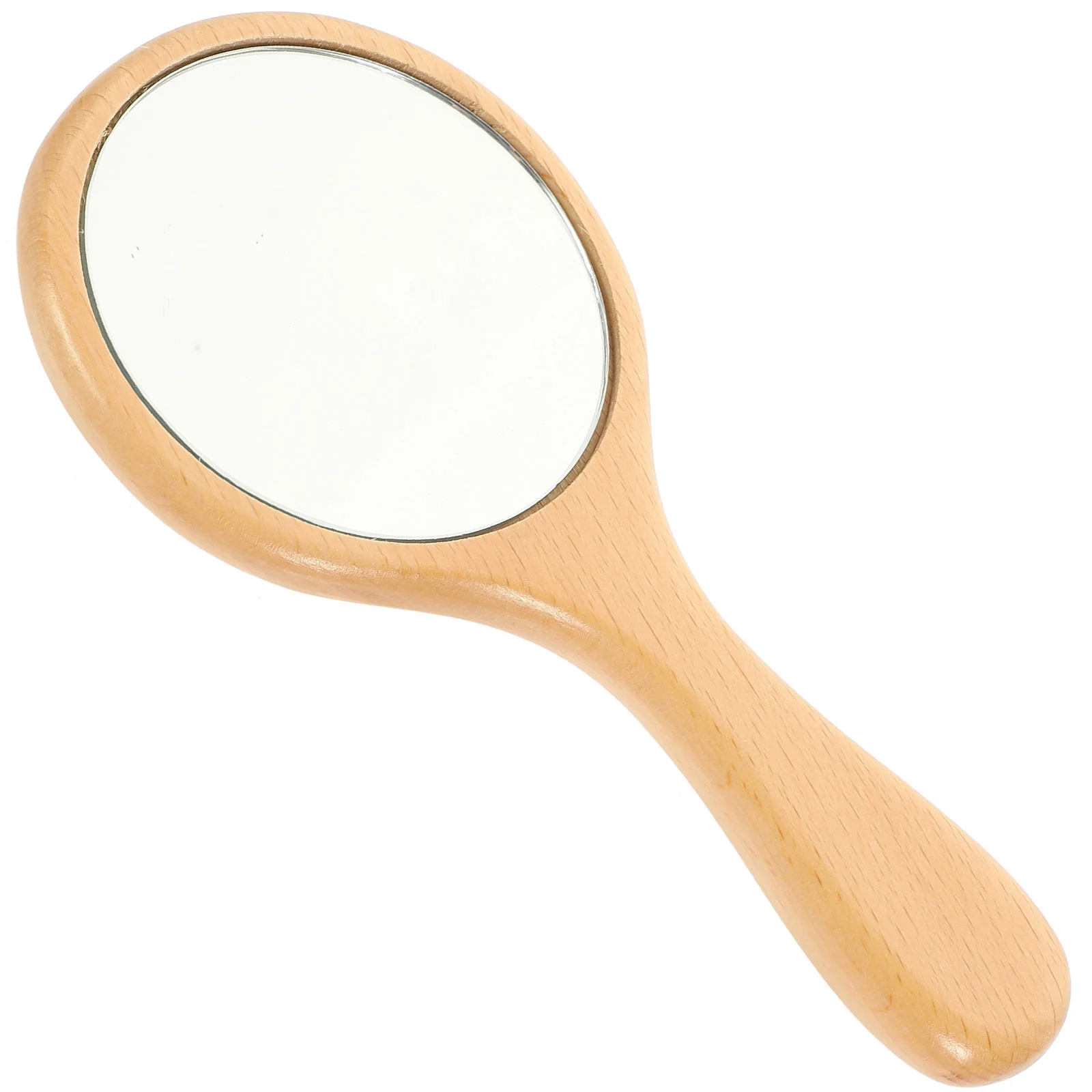Handle Mirror Travel Portable Household Home Makeup Wooden Girls Handheld Clear