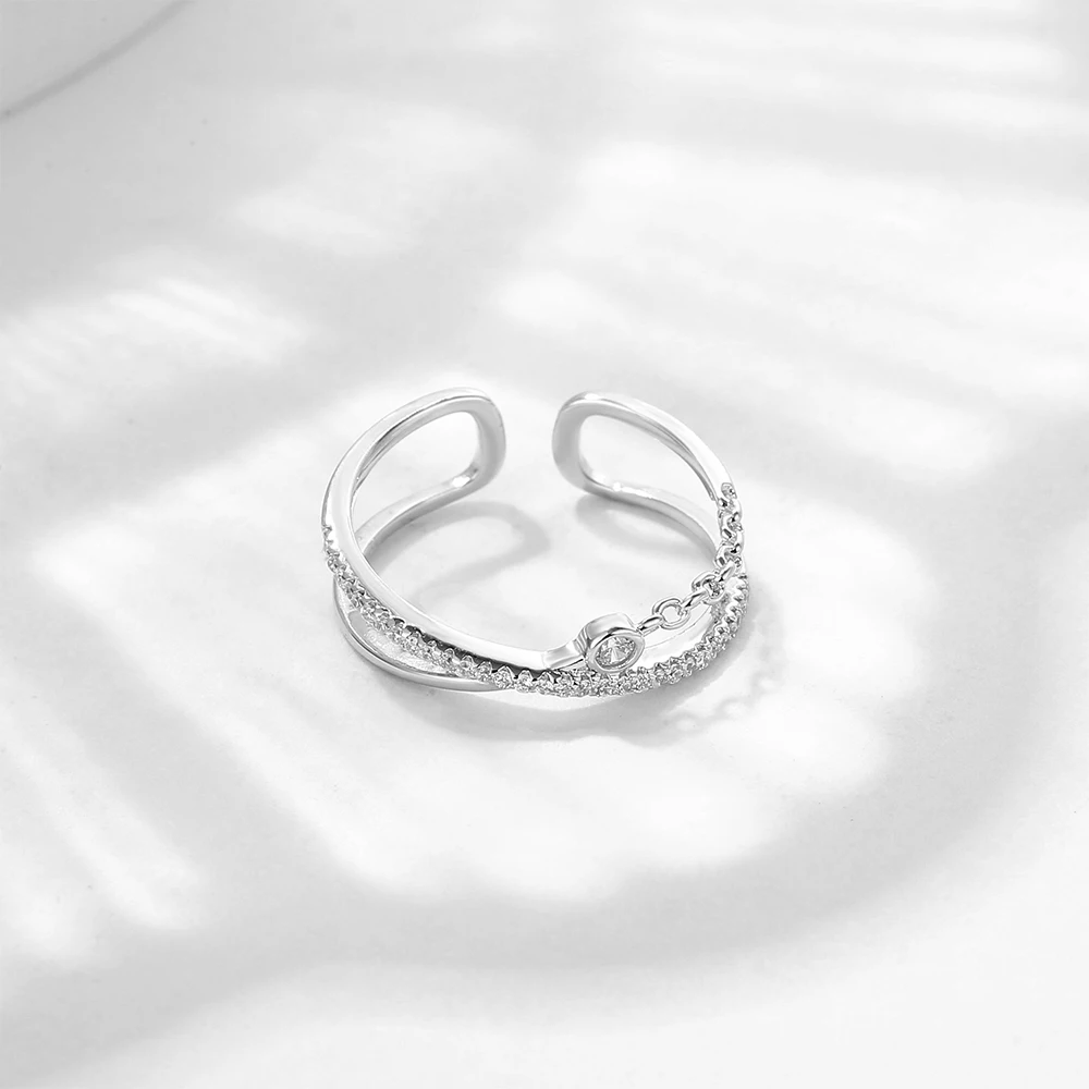 RYJU Minimalist Stacking Crossed Wedding Bands Rings For Women 925 Sterling Silve CZ Zircon Rings Jewelry Modern Rings