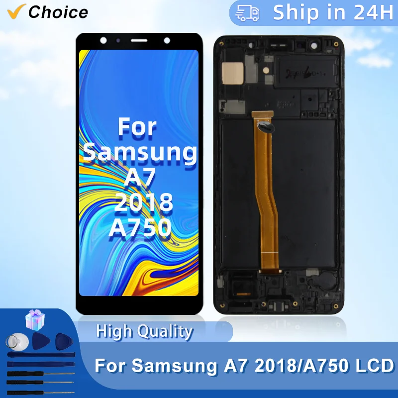 6.0" OLED For Samsung Galaxy A7 2018 LCD SM-A750F Display Touch Screen Digitizer For Galaxy A750 A750G A750GN Display Replace