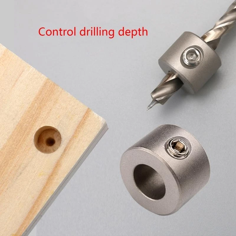 4-10Mm Cincin Batas Pengeboran Baja Tahan Karat Mata Bor Kedalaman Stop Kerah Multifungsi 3 In 1 Alat Pertukangan Lubang