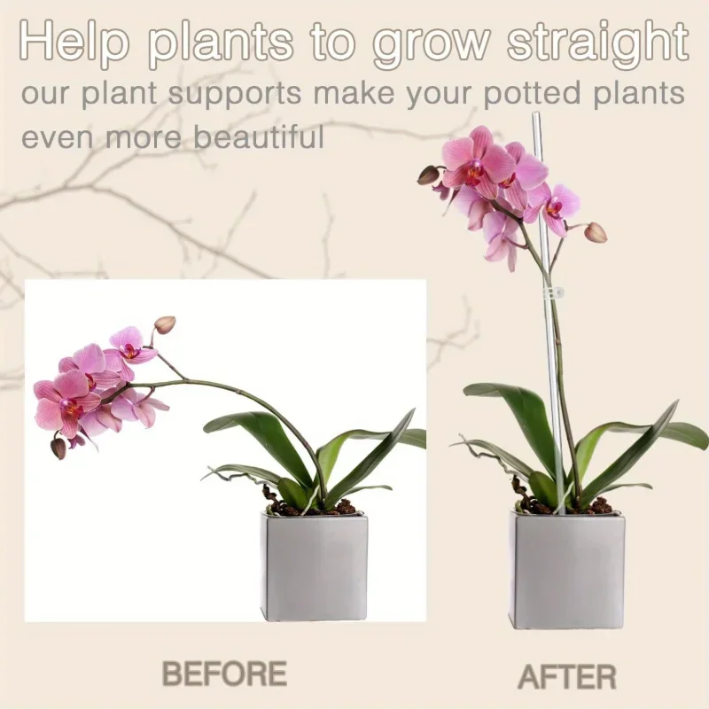 New 10 Transparent Plant Support Posts, Multi-Functional Garden Posts for Orchids, Tomatoes and Flowers, Indoor and Outdoor Use