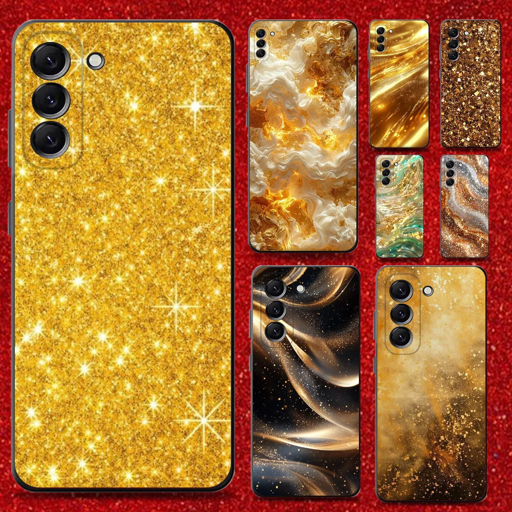 

Gold Glitter Bling Phone Case For Samsung Galaxy A13,A21s,A22,A31,A32,A52,A53,A71,A80,Soft Black Shell