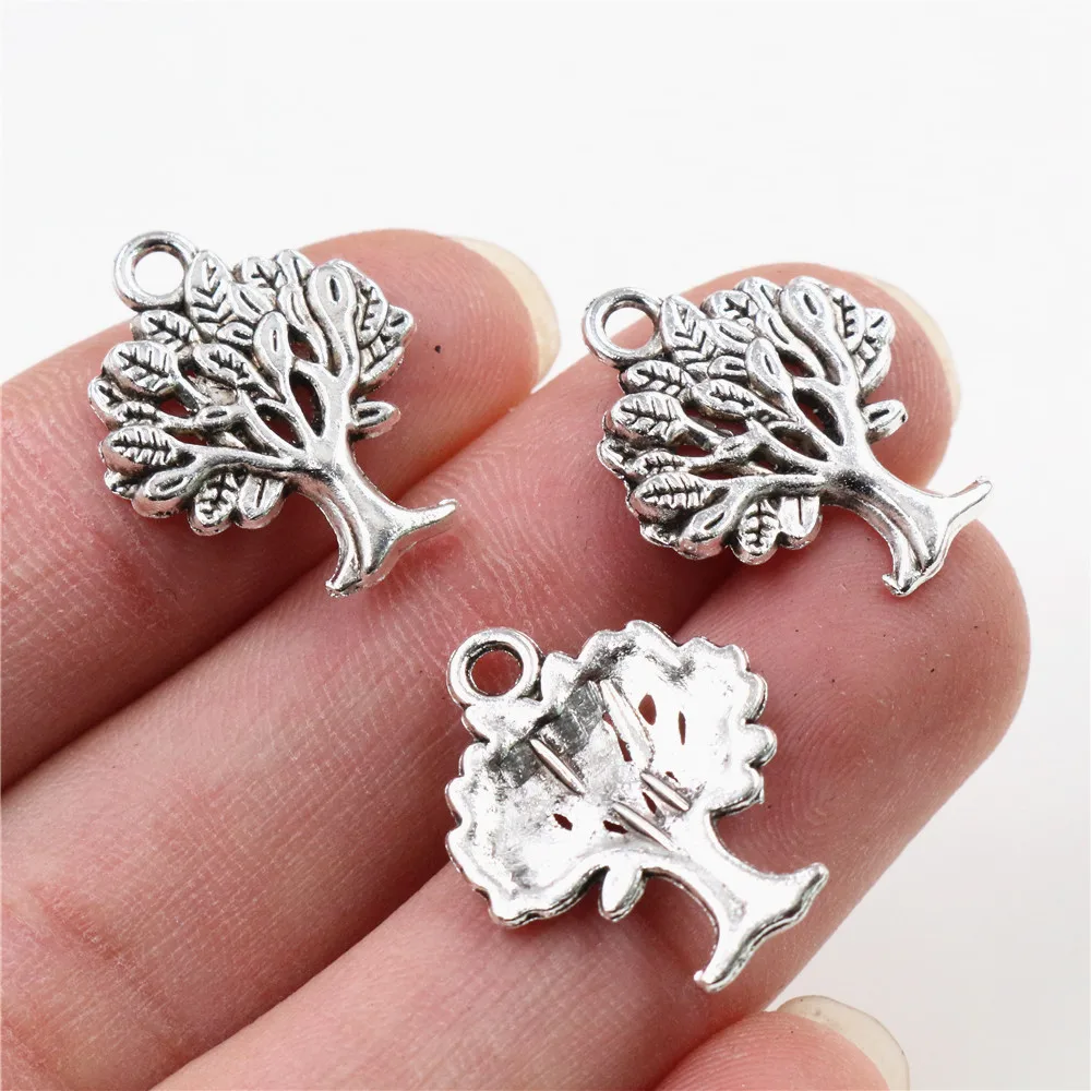 22x17mm 15pcs Antique Silver Plated and Bronze Plated Tree Style Handmade Charms Pendant:DIY for bracelet necklace