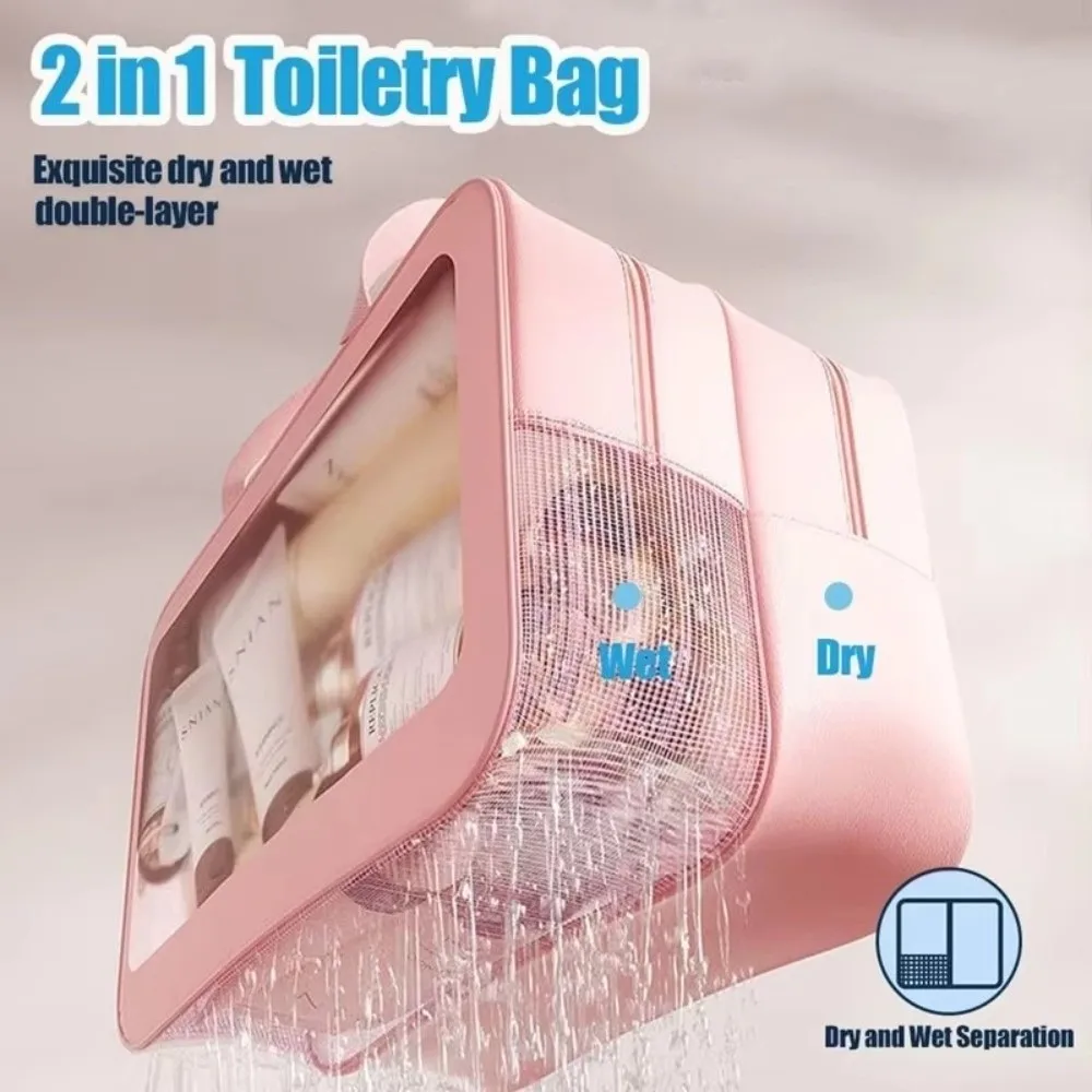 New Wet-Dry Separation Travel Wash Bag Double-Layer Large Capacity Cosmetic Storage Bag Waterproof Makeup Bag