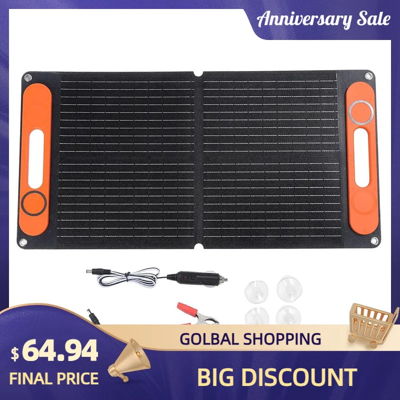 Portable 100W Solar Panel System With Advanced Monocrystalline Cells Perfect For Camping And Hiking Power Needs