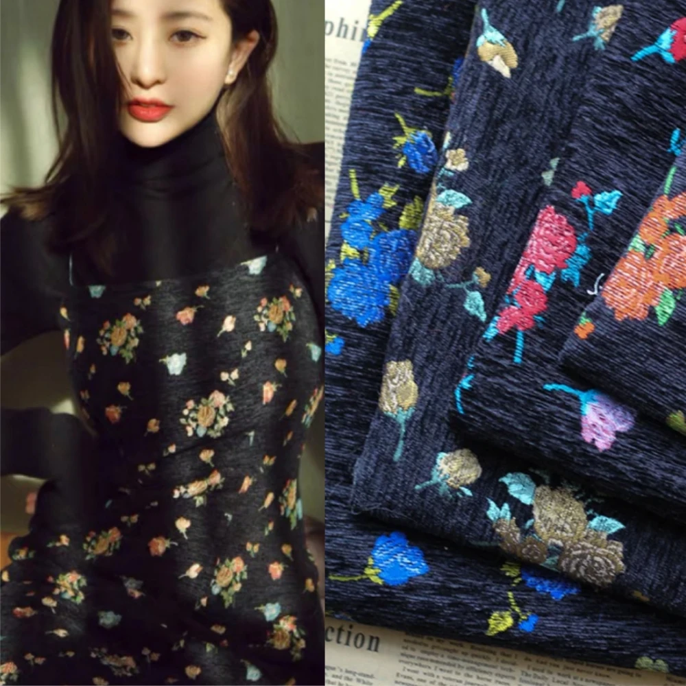 

Autumn Winter Chenille Jacquard Thicken Fabric for Dress Coat Clothing Design Cloth Diy By The Meter Sewing Material