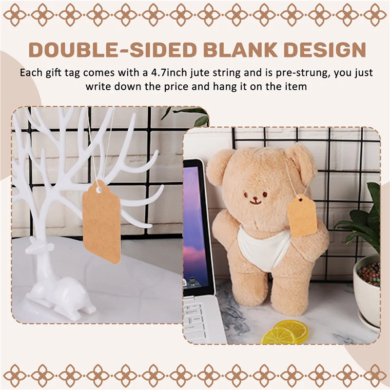 

Последние ценники с прикрепленной веревкой - милые 500 шт. подарочных бирки, бирки из крафт-бумаги для маркировки, именные бирки