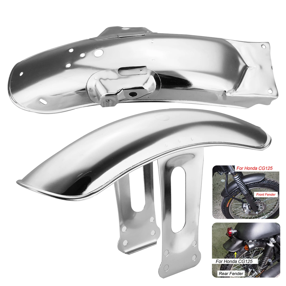 Motorcycle Chrome Black Front Rear Fender Retro Mudguard Cover Metal Protector for Honda CG125 CG 125 125cc