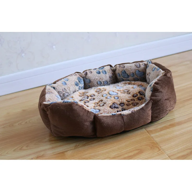 Footprint Warm Pet Bed for Cats Small Dogs Winter Cat House Washable Cotton Puppy Sofa Kennel Pet Mat Cushion Cama Perro