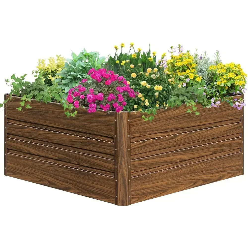 Galvanized Raised Garden Bed 4x4x2FT Outdoor Large Metal Planter Box Steel Kit for Planting Vegetables and Flowers Easy Assembly