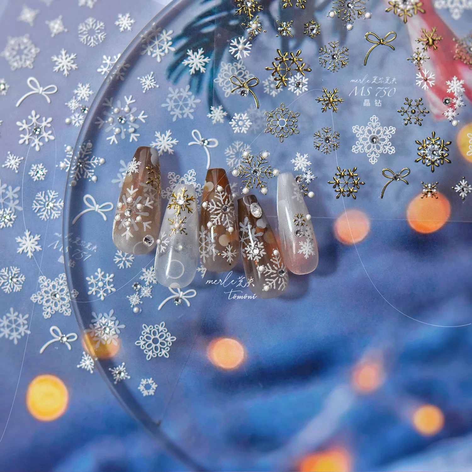 Autocollants de luxe pour ongles en cristal et diamant, dorure de noël, flocon de neige coloré, accessoires pour Nail Art, décalcomanies de manucure à faire soi-même